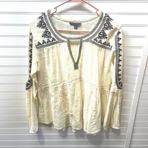 American Eagle Outfitters Long Sleeve Boho Embroidered Top Size L